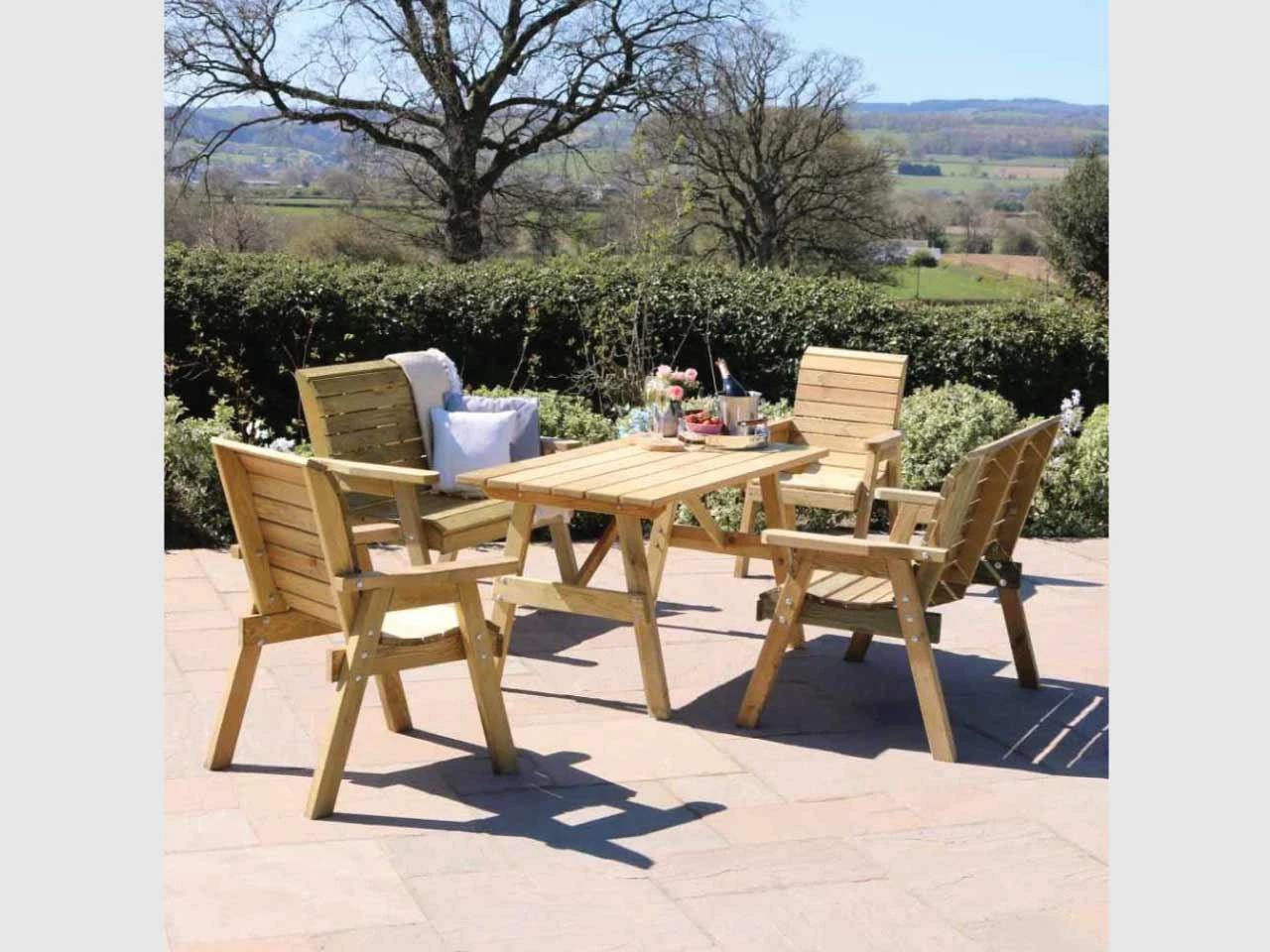 Charlotte Rectangle Table, 2 Bench & 2 Chair Set - Image 3