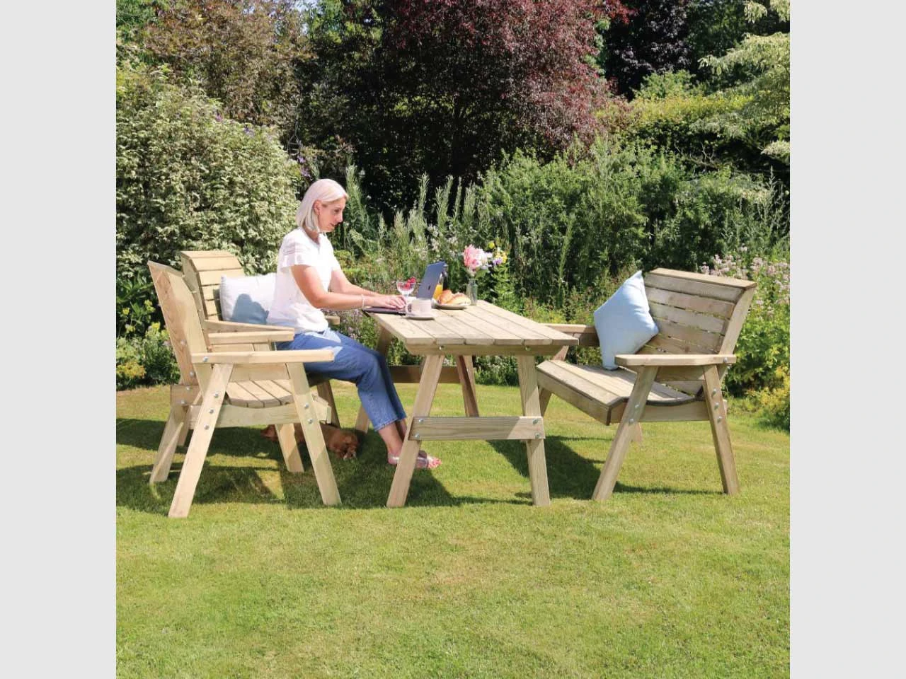 Charlotte Rectangle Table, 1 Bench & 2 Chair Set - Image 5