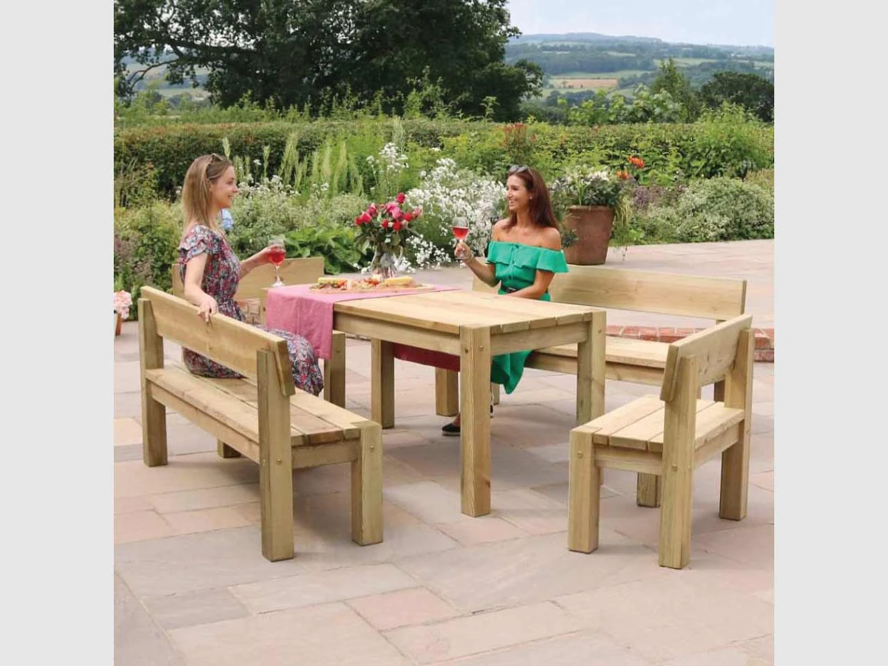 Philippa Table, 2 Bench And 2 Chair Set - Image 3