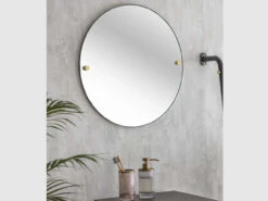 Adelphi Round Wall Mirror In Black - Steel