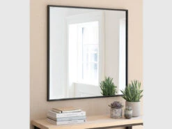 Avening Square Wall Mirror 90x90cm In Black - Iron