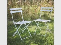 Pair Of Bistro Chairs In Chalk - Steel