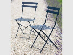 Pair Of Rive Droite Bistro Chairs In Ink - Steel