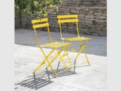 Pair Of Bistro Chairs In Lemon - Steel