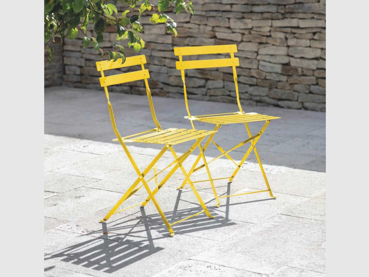 Pair Of Bistro Chairs In Lemon - Steel