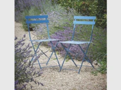 Pair Of Bistro Chairs In Lulworth Blue - Steel
