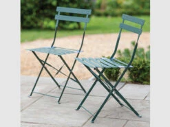 Pair Of Rive Droite Bistro Chairs In Forest Green - Steel