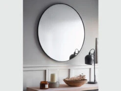 Cherington Round Wall Mirror 80cm In Black - Steel