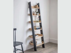 Clockhouse Shelf Ladder In Carbon - Oak & Beech