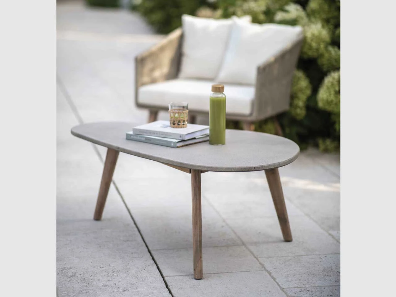 Colwell Coffee Table - Polyconcrete & Acacia