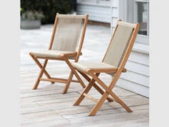 Pair Of Carrick Foldable Chairs - Teak And Poly Rope