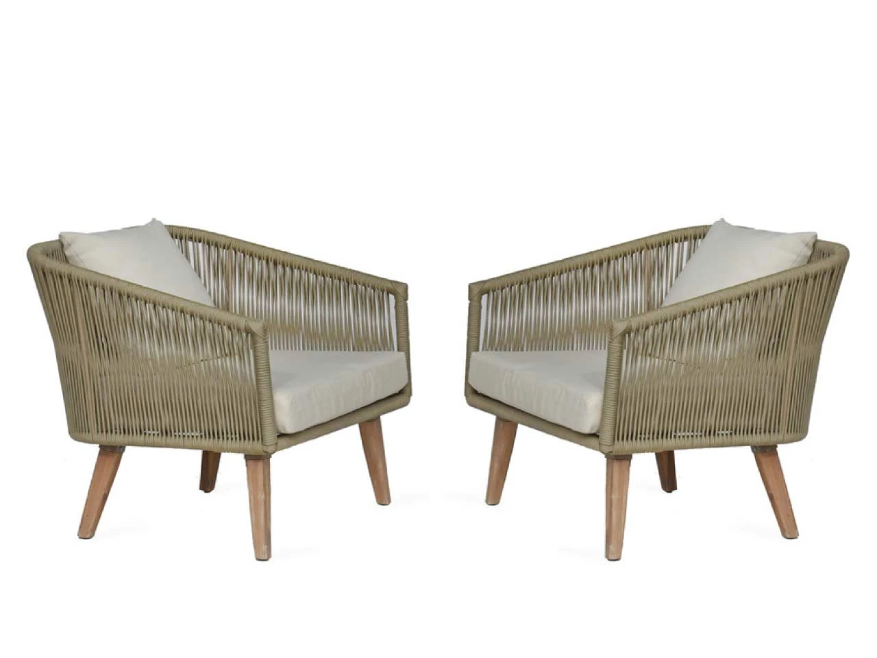 Pair Of Colwell Armchairs - Polyrope & Acacia - Image 4