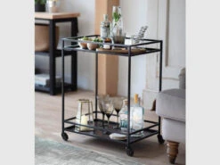 Portloe Drinks Trolley In Black - Steel