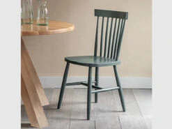 Pair Of Spindle Back Chairs In Forest Green