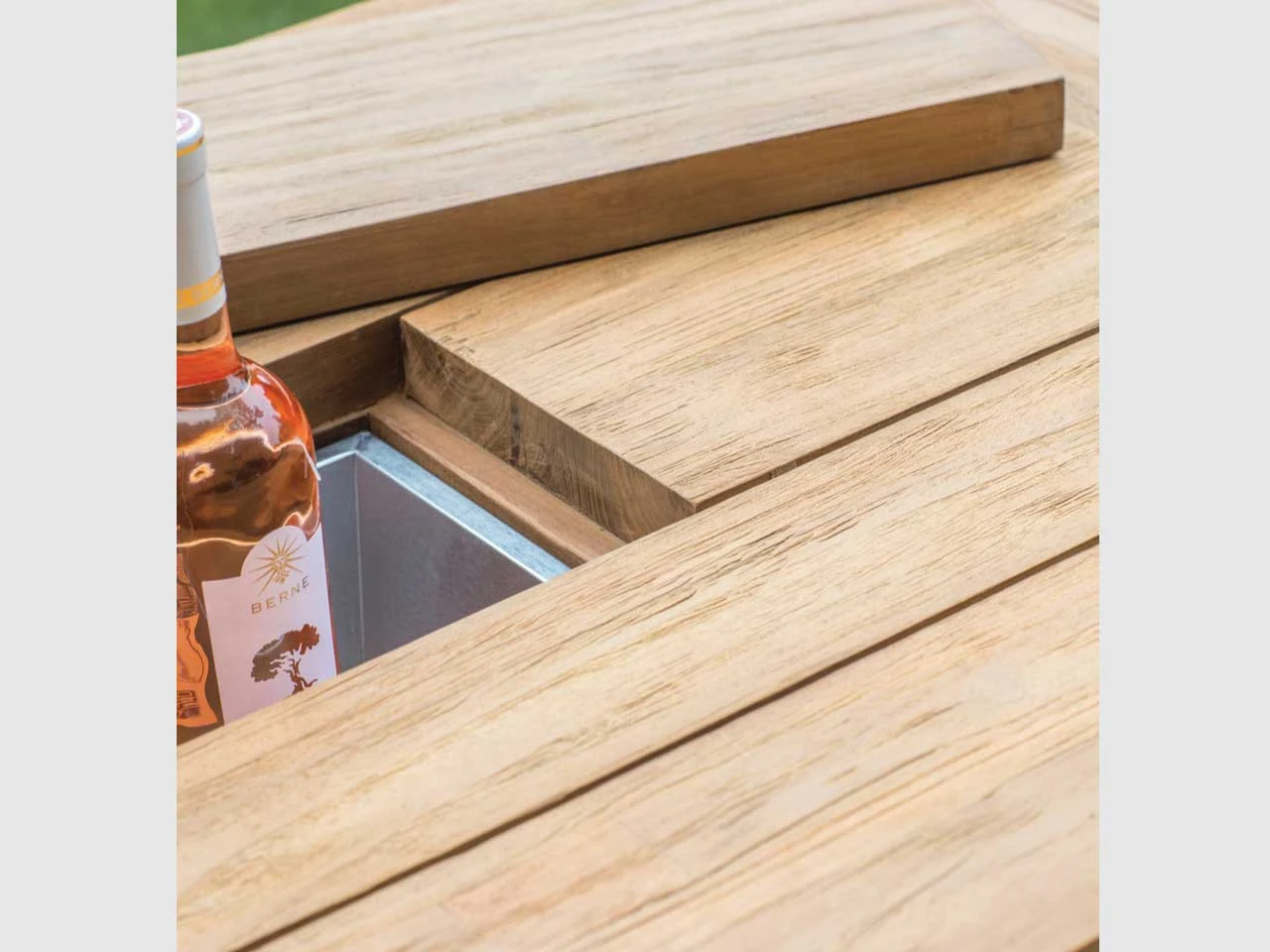 St Mawes Drinks/Planter Bar Table 180cm - Teak - Image 3