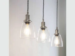 Trio Of Hoxton Domed Pendant Light - Satin Nickel