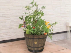 Vegtrug Burnt Oak Barrel Planter